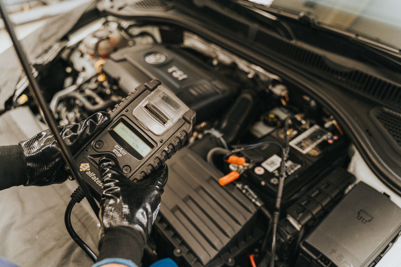 Modern automotive workshop with diagnostic equipment